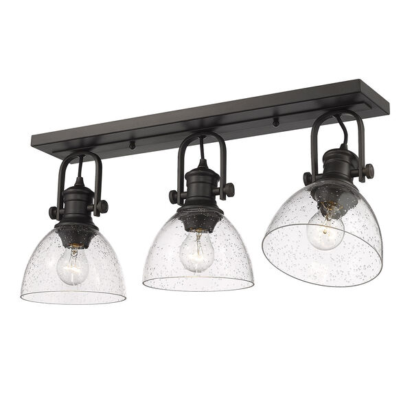 Hines Rubbed Bronze Seeded Glass 25-Inch Three-Light Semi Flush Mount, image 2